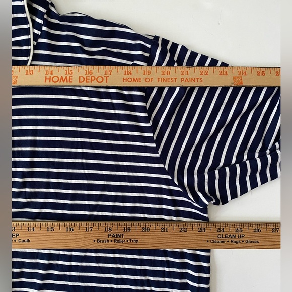 J.Crew Women's Top Navy White Striped Nautical Button Down Stretch Fabric XL - Picture 4 of 11